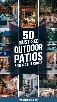 50 must-see outdoor patios for gatherings. Patio Decor Inspiration, Relaxing Outdoor Spaces, Fireplace Patio, Backyard Covered Patios, Bohemian Patio, Garden Areas, Grey Patio, Rustic Patio, Outdoor Patio Ideas