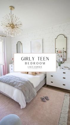 the girly teen bedroom is clean and ready to be used as a guest room