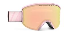 an image of a pair of ski goggles with pink lenses on white background