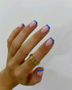 Natural Gel Nails, Nagellack Trends, Colorful Nails, French Tip Acrylic Nails, Her Nails, Blue French, Cute Gel Nails, Nails French