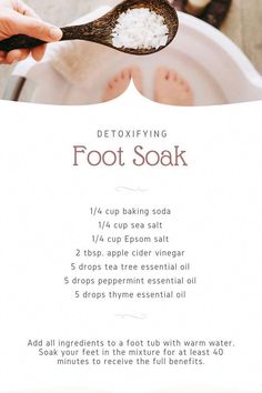 Diy Foot Soak, Foot Soak Recipe, Trigun Stampede, Thyme Essential Oil, Skincare Order, Home Health Remedies, Foot Soak, Scrub Recipe