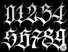 some type of lettering that is black and white with the letters in different font styles