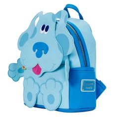 Follow the paw prints and enjoy unpacking clues for your next adventures with this Blue’s Clues Blue Cosplay Mini Backpack. The front of the backpack captures Blue’s playful puppy-dog face, sticking out over the zipped compartment. On the back, an embroidered paw print follows behind. A zipper charm of a notebook completes the look. Dimensions: W: 9" X H: 10" X D: 4.5" Material: Faux leather mini backpack. Features: Adjustable straps, side pockets, shiny gold hardware, vegan leather (polyurethan Blue Cosplay, Stylish School Bags, Blue's Clues, Blue’s Clues, Loungefly Bag, Blues Clues, Novelty Bags, Zipper Charms, A Notebook