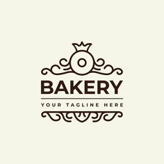 bakery logo design with crown on top and the word bakery above it in brown color