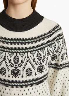 A plush and lofty cashmere pullover that brings together charming motifs inspired by vintage Fair Isle knits. Framed by contrast ribbing. Guy Sweater, Vintage Fair Isle, White Cashmere Sweater, Fall Knit Sweater, Womens Knit Sweater, Fall Knitting, Camel Sweaters, Leather Outerwear, Wardrobe Edit