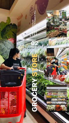 a woman is shopping in a grocery store