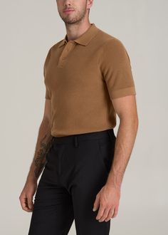 Purl Knit Polo for the Tall Man with Style Refined Relaxation Elevate your casual look with our Purl Knit Tall Men's Polo Shirt. This isn't just an extra-long polo shirt—it's a statement of sophistication made with the taller guy in mind. The modern fit and longer-than-hip length ensure a sleek silhouette without sacrificing comfort. Whether it’s for a smart-casual meeting or a weekend getaway, this men's tall polo shirt, with its ribbed hem and cuffs, ensures you stand out in the best way possi