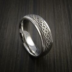 Inconel Celtic Band Irish Knot Ring Carved Pattern Design Celtic Infinity Knot, Irish Knot, Celtic Band, Celtic Spiral, Celtic Wedding Rings, Celtic Wedding, Celtic Design, Titanium Ring, Celtic Rings