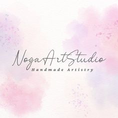 a watercolor background with the words yoga art studio handmade artistry on it