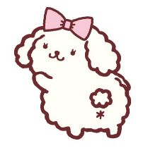 a cartoon sheep with a pink bow on its head