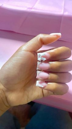 Pearl Nail Ideas Acrylic, Acrylic Nails Birthday, Hard Nails, Nagel Tips, Colored Acrylic Nails, Girly Acrylic Nails, Simple Acrylic Nails, French Acrylic Nails, Short Square Acrylic Nails