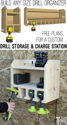 the diy storage and charge station is made from wood