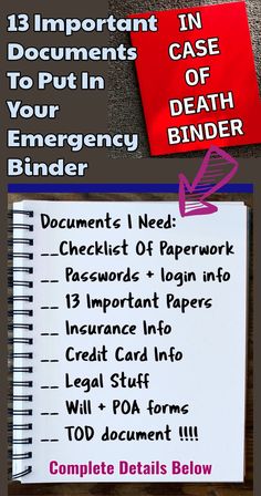 an emergency binder with instructions to use it