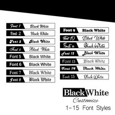 black and white font styles are displayed in this graphic style guide for the typewriter