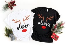 "Matching Christmas Group Shirts, Cute Custom Name Reindeer Graphic Tees for Family, Funny Customizable Family Christmas Crewneck Shirts * HOW TO ORDER  *   ✺ Please, check and review all photos.  ✺ Choose your t-shirt size and color. Size chart is in picturesIf there is no color choice, color will be as per color in main picture.  ✺  Click add to cart. You can go back to add more product ✺ At personalization enter name. ( Please Double-check for accuracy, this will be copied exactly as written. ✺  Click \"Proceed to check out\" * S I Z I N G * ✺ Sizing is unisex  ✺ For adults, size runs like men's, though not overly large. Most women find their typical size works best, since they are meant to fit a touch loose and go up 1 or 2 sizes if you want the oversized look. ✺ Size guide and fit:  T Little Sister Gifts, Shirts Cute, Christmas Crewneck, Family Funny, Group Shirts, Make Her Smile, Aunt Gifts, Long Sleeve Onesie, Crew Neck Shirt