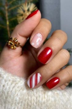 Candy Cane Nails, Red Christmas Nails, October Nails, Nail Candy