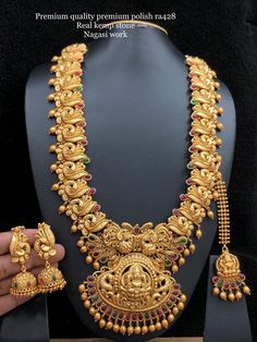 80 Grams Gold Haram Designs, Neckless Gold Jewelry, 40grams Gold Haram, Temple Jewellery Earrings, Gold Haram, Wedding Jewelry Sets Bridal Jewellery, Long Haram, Bridal Necklace Designs, Gold Temple Jewellery