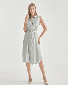 Sleeveless Silk Belted Shirt Dress – DAISYSILK Women Silk Dress, How To Wash Silk, Silk Shirt Dress, Belted Shirt Dress, Luxury Silk, Black Shirt Dress, Dress Sleeveless, Silk Shirt, Mulberry Silk