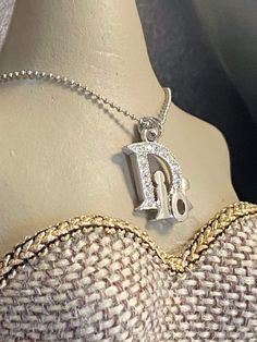 Dior Pendant, Diamond Name Necklace, Vintage Silver Necklace, Vintage Sterling Silver Necklace, Dior Necklace, Custom Bling, Fancy Jewellery Designs, Dior Logo, One Of One