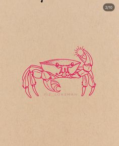 a drawing of a crab on a piece of paper