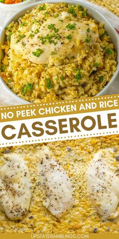 No Peek Chicken and Rice Casserole Chicken And Rice Pilaf Casserole, Chicken Ranch Rice Casserole, Chicken And Wild Rice Casserole Crockpot, Country Supper Ideas, Rice Chicken One Pot, No Peeking Chicken And Rice, Easy One Pan Casserole, Chicken And Rice Hotdish, Quick Chicken And Rice Casserole