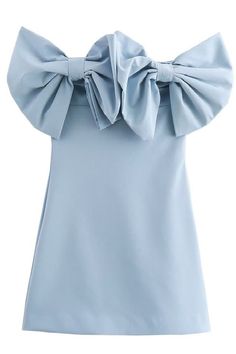 Large bow, strapless Light Blue Hoco Dress, Blue Hoco Dress, Fall Ball, Cocktail Gowns, Winter Formal, Blue And White Dress, Bow Dress, Large Bow, Hoco Dresses