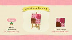 an animal crossing game with the character strawberry choco t