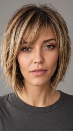 Short Choppy Haircuts, Layered Haircuts For Medium Hair, Bob Hairstyles For Thick, Choppy Bob Hairstyles, Chin Length Hair, Messy Short Hair