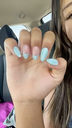 #nails #notmine #viral #cute #bluenails Cute Gel Nails For Summer Simple, Beginning Of School Nails, Easy Nail Designs Blue, Cute Nail Ideas For Acrylics, Blooming Gel Nail Ideas, Anc Nail Ideas, Simple Fun Nails, Maldives Nails, Back 2 School Nails