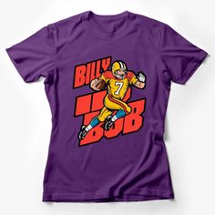 Vintage Billy Bob Football T-Shirt, Retro Graphic Tee, Sports Fan Gift, Unique Football Player Design, Casual Wear Female T-Shirt Custom graphic T-Shirt.Customize your color Purple Crew Neck T-shirt With Team Name, Purple Crew Neck T-shirt For Sports, Purple Graphic Print T-shirt For Sports Season, Sporty Purple T-shirt With Team Name, Athletic Wear Fashion, Typography Shirts, Summer Graphic Tee, Graphic Print Shirt, Retro Graphic Tees