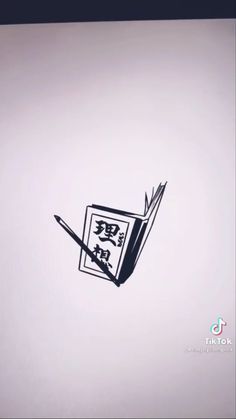 an open book flying through the air with a pen in it's mouth and chinese characters on its cover