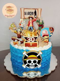 a pirate themed birthday cake on a table