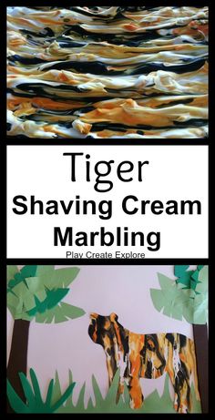 tiger shaving cream marbling craft project for kids