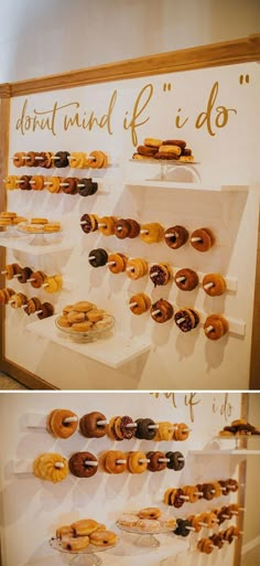 there are many different donuts on display