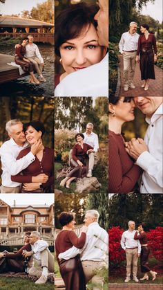 a collage of photos with people in the background and one man kissing another woman's forehead