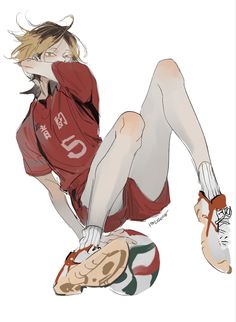 a drawing of a person laying on top of a soccer ball