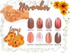 Mani Pedi Combos, November Nails Colors, November Nail, November Colors, November Nails, Nail Art Set, Crazy Nails, Pink Pumpkins