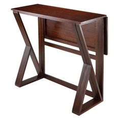 a small wooden desk with two legs