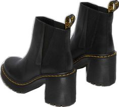 High-top Leather Boots With Stacked Heel, Leather High-top Boots With Stacked Heel, Heel Chelsea Boots, Black Dr Martens, Heeled Chelsea Boots, Belt Size, Dr. Martens, Big Kids, Over 50