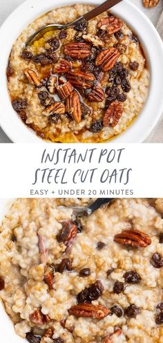 instant pot steel cut oats with pecans and raisins