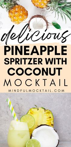 pineapple spritzer with coconut mockup cocktail