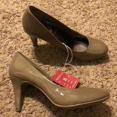 Taupe Merona Heels; Style - Maye Brown Spring Court Shoes, Fitted Brown Court Shoes For Spring, Formal Brown Synthetic Heels, Brown Low Heel Synthetic Heels, Brown 4-inch Heel Court Shoes For Spring, Shoes Women Heels, Black And Brown, Shoes Heels, Women Shoes