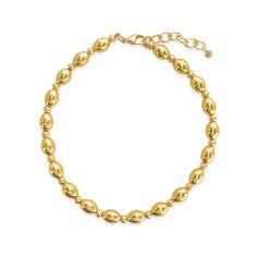 18K Gold Triple Plated .4" thick Chain Length 16" + 2" extender Lobster clasp Gold-tone Chunky Chain Bracelet With Oval Links, Gold-tone Chunky Chain Necklace With Oval Links, Yellow Gold Tarnish-resistant Oval Link Necklace, Gold-tone Oval Link Necklace, Yellow Gold-plated Chunky Chain Bracelets, Chunky Bead Necklace, Night Tops, Chunky Bead Necklaces, Chunky Beads