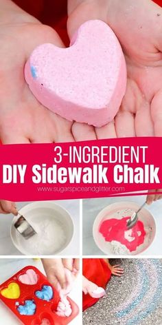 three ingredient diy sidewalk chalk heart craft for valentine's day