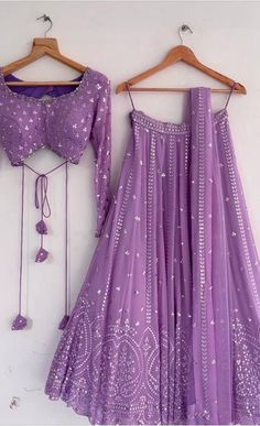 Lehenga Purple Lehenga, Silk Lehenga Choli, Georgette Lehenga, Indian Outfits Lehenga, Wedding Lehenga Designs