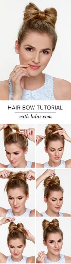 One hair to know to do it !!!! PIN IT OR LIKE IT Hair Bow Tutorial, Bow Hairstyle, Modern Hairstyles, Crazy Hair, Messy Bun, Hair Day, Pretty Hairstyles