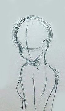 a drawing of a woman's back with her hands on her hips, looking to the side