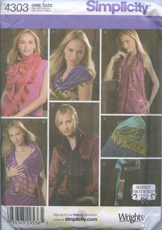 an image of women's scarfs and scarves in knitting pattern book page