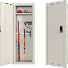 This rifle safe is made of highly thick cold rolled steel can store 3 rifles up to 48" long and some handguns. This gun storage cabinet is sturdy enough to avoid damaging. Can fit in any room such as foyer, living room, home office, bedroom or even bathroom greatly. The in wall gun safe is just the right size and easy to hide. This in wall gun safe provides a secret compartment to safely store guns, rifles, jewelry, cash, documents, collectibles and more. It can be installed in a bedroom or a closet to protect your valuables from theft or break-in. Smart technology and solid construction stop kids from getting access to dangerous guns. Keep your home and family safe, increasing much more security. YITAHOME Finish: Bone White, Size: 53" H x 16.50" W x 5.80" D | YITAHOME Gun Safe Lock 53.0 H Diversion Safe, Foyer Living Room, Rococo Furniture, Digital Lock, Safe Lock, Living Room Home Office, Safe Box, Room Home Office, Home Office Bedroom