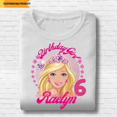 Bday Shirt, Birthday Girl T Shirt, Birthday Party Shirts, Doll Design, Birthday Png, Design Birthday, Pink Doll, Homeschool Printables, Birthday Girl Shirt